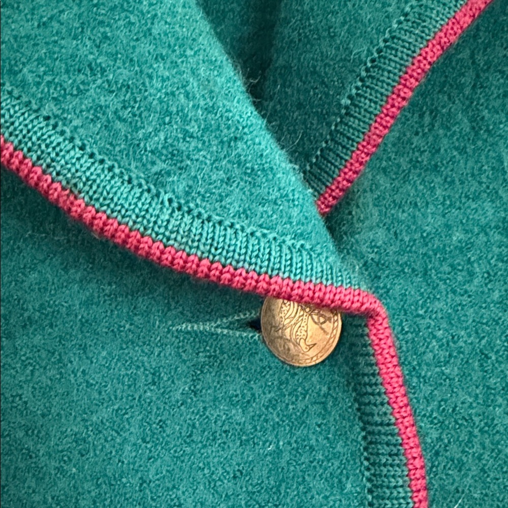 Geiger Elegant green Embroidered boil wool Women's jacket size 40 - Picture 3 of 11